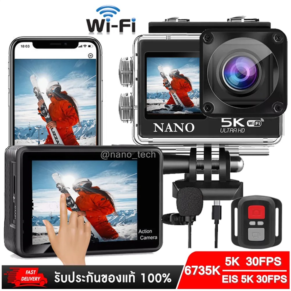 Chem Action Camera F30 5K 4K60Fps Wifi Anti-Shake Dual Screen Camera 170 ° Wide Angle 30m Waterproof Sports Camera, Stock in Thailand ราคา 3,050 บาท*ส่งฟรี