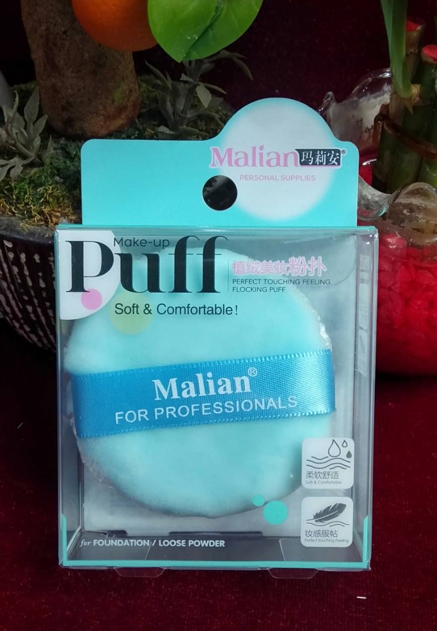 Malian Make-up Puff พัฟแป้งฝุ่น  สีใหม่ สีฟ้า-สีชมพู เนื้อนุ่มเนียนละเอียด  OPF 978