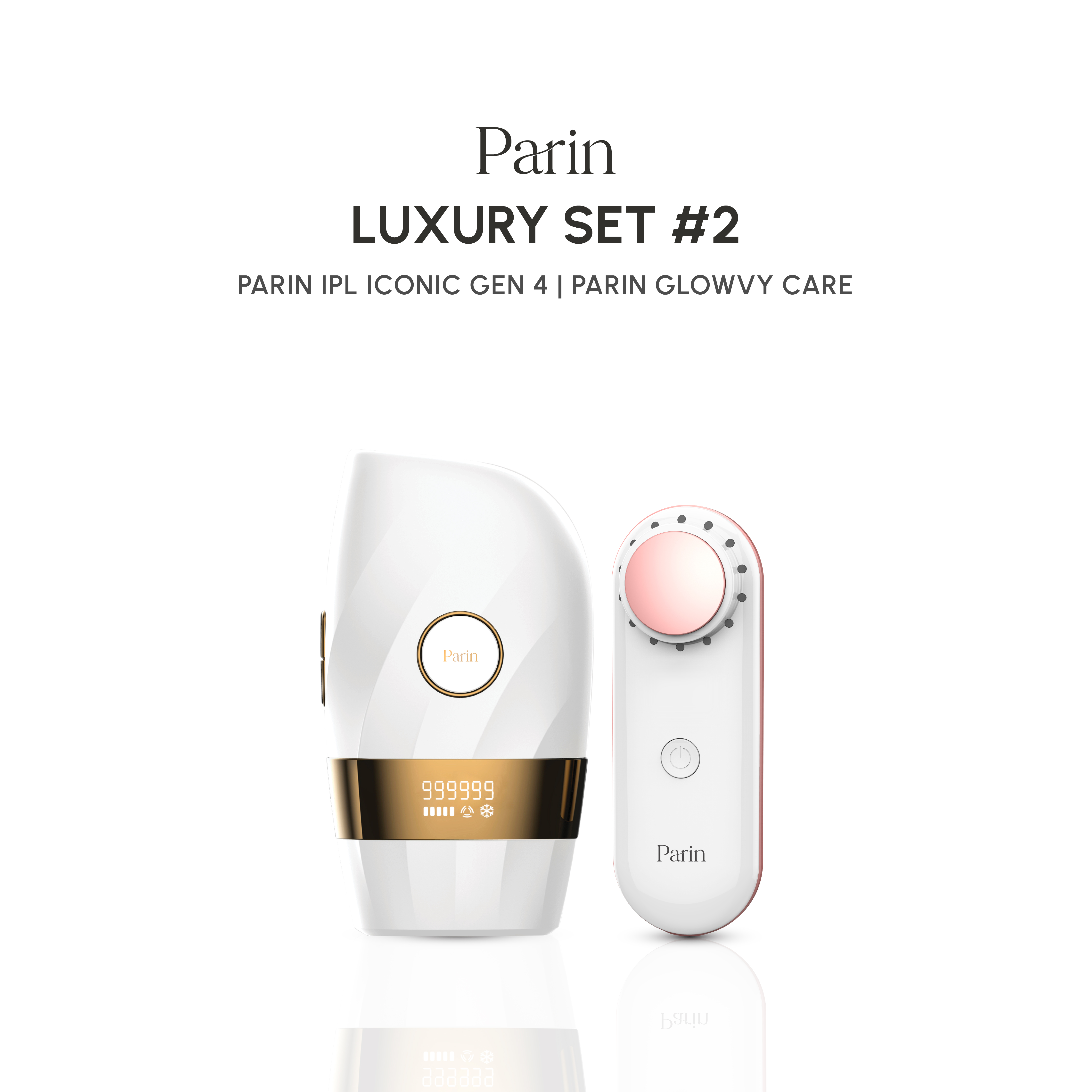 Parin Luxury Set # 2 Ipl Iconic Gen 4 Hair Removal Machine, Facial Cleansing Machine, Massage, Skin Therapy, Glowvy Care, Reduces Acne Problems, Cleanses the Face Thoroughly. ราคา 8,890 บาท*ส่งฟรี