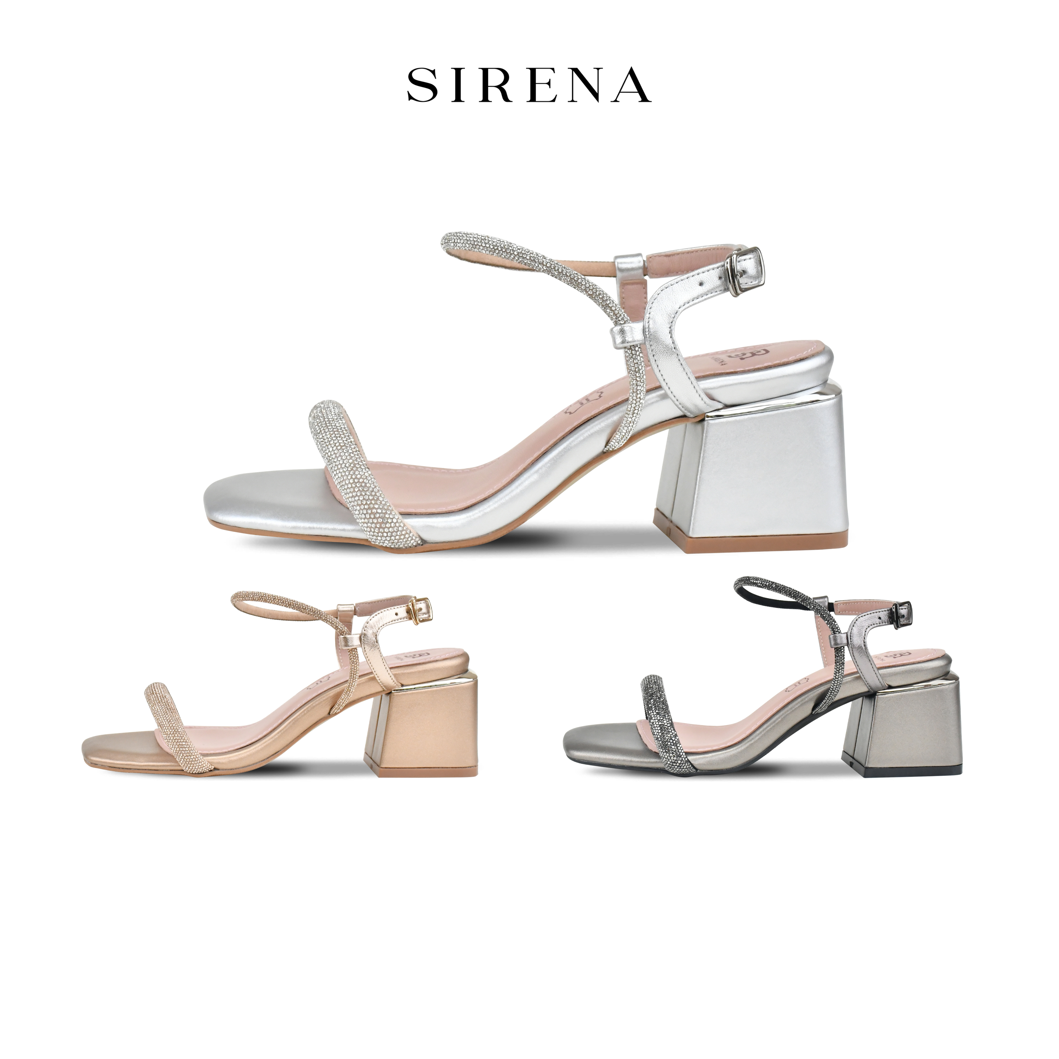 Sirena Genuine Leather Shoes, Heel 2.15 Inches, Model Raye | High-Heeled Sandals ราคา 2,990 บาท*ส่งฟรี