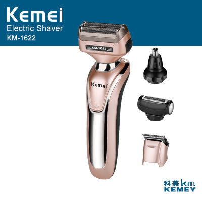 KEMEI KM-1622 เครื่องโกนหนวดไฟฟ้าสีดำ ที่โกนหนวดไร้สาย มีดโกนหนวดไฟฟ้า BLACK Multi-functional 4In1