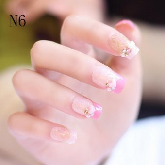 24Pcs Wedding 3D False Artificial Fake Nails Tips FASHION PearlFinger Gril Colour6 - intl 24Pcs Wedding 3D False Artificial Fake Nails Tips FASHION PearlFinger Gril Colour6 - intl