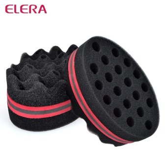 ราคา 2pcs Oval Double Sided Flat Large Hole Wavy Small Hole Magic Twist Hair Brush Sponge Afro Curly Weave Dreads Sponge Brush - intl