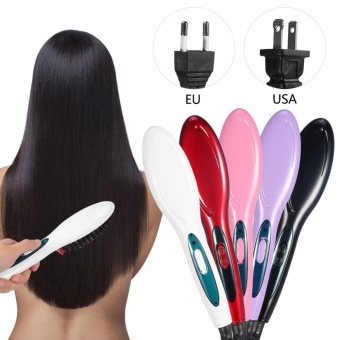 ประเทศไทย Electric Hair Straightener Straightening Brush Comb Hairdressing Tool(White US Plug) - intl
