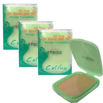 Celina UV Block SPF 15 Powder Foundation แป้งผสมรองพื้น สูตร Oil Free #2 ผิวสองสี ตลับรีฟิล 3 ตลับ Celina UV Block SPF 15 Powder Foundation แป้งผสมรองพื้น สูตร Oil Free #2 ผิวสองสี ตลับรีฟิล 3 ตลับ