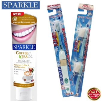 Sparkle Gift Set ชุดของขวัญสปาร์คเคิล (ยาสีฟันสูตร Coffee&Tea 90 กรัม & แปรงสีฟัน Ionic พร้อมหัวแปรง รีฟิว) (สีฟ้า) Sparkle Gift Set ชุดของขวัญสปาร์คเคิล (ยาสีฟันสูตร Coffee&Tea 90 กรัม & แปรงสีฟัน Ionic พร้อมหัวแปรง รีฟิว) (สีฟ้า)