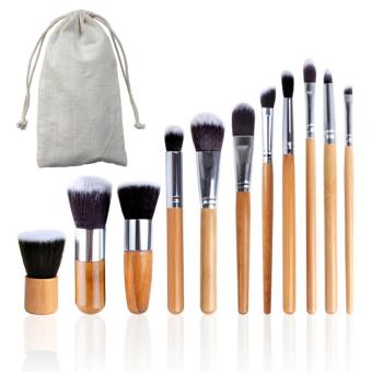 Marverlous Brown Wood Handle Beauty tools ชุดแปรงแต่งหน้า 11 ชิ้น ขนแปรงนุ่ม ด้ามไม้ พร้อมถุงผ้าพกพา Marverlous Brown Wood Handle Beauty tools ชุดแปรงแต่งหน้า 11 ชิ้น ขนแปรงนุ่ม ด้ามไม้ พร้อมถุงผ้าพกพา