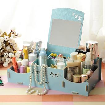 DIY Wooden Cosmetic Box (WD01 สีฟ้า) กล่องเก็บเครื่องสำอาง เครื่องประดับ DIY Wooden Cosmetic Box (WD01 สีฟ้า) กล่องเก็บเครื่องสำอาง เครื่องประดับ