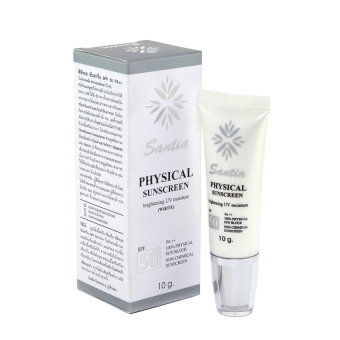 SANTIA Physical Sunscreen SPF 50 10g. สีขาว ครีมกันแดด สำหรับผิวแพ้ง่าย SANTIA Physical Sunscreen SPF 50 10g. สีขาว ครีมกันแดด สำหรับผิวแพ้ง่าย