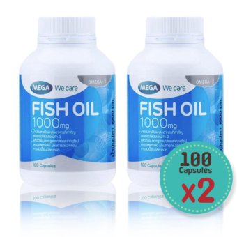 Mega We Care Fish Oil 1000 mg ( 100 เม็ด) x ( 2 ขวด) น้ำมันปลา 1000 มก Mega We Care Fish Oil 1000 mg ( 100 เม็ด) x ( 2 ขวด) น้ำมันปลา 1000 มก