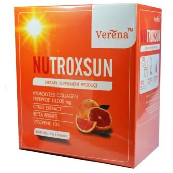 Verena Nutroxsun เวอรีน่า นูทรอกซ์ซัน คอลลาเจน ลดฝ้า ป้องกันแสงแดด หน้าอ่อนเยาว์ บรรจุ 10 ซอง/กล่อง Verena Nutroxsun เวอรีน่า นูทรอกซ์ซัน คอลลาเจน ลดฝ้า ป้องกันแสงแดด หน้าอ่อนเยาว์ บรรจุ 10 ซอง/กล่อง