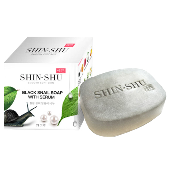 SHIN-SHU BLACK SNAIL SOAP WITH SERUM สบู่เมือกหอยทากดำผสมซีรั่ม นำเข้าจากเกาหลี ขนาด 75g. (1 กล่อง) SHIN-SHU BLACK SNAIL SOAP WITH SERUM สบู่เมือกหอยทากดำผสมซีรั่ม นำเข้าจากเกาหลี ขนาด 75g. (1 กล่อง)
