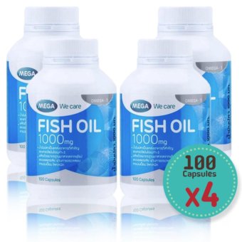 Mega We Care Fish Oil 1000 mg ( 100 เม็ด) x ( 4 ขวด) น้ำมันปลา 1000 มก Mega We Care Fish Oil 1000 mg ( 100 เม็ด) x ( 4 ขวด) น้ำมันปลา 1000 มก