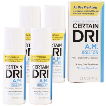 Certain Dri A.M. Roll-On โรลออนระงับเหงื่อและกลิ่นกาย สูตรทาตอนเช้า 74 ml. (4 กล่อง) Certain Dri A.M. Roll-On โรลออนระงับเหงื่อและกลิ่นกาย สูตรทาตอนเช้า 74 ml. (4 กล่อง)