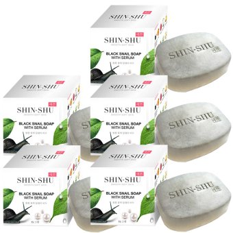 SHIN-SHU BLACK SNAIL SOAP WITH SERUM สบู่เมือกหอยทากดำผสมซีรั่ม นำเข้าจากเกาหลี ขนาด 75g. (5 กล่อง) SHIN-SHU BLACK SNAIL SOAP WITH SERUM สบู่เมือกหอยทากดำผสมซีรั่ม นำเข้าจากเกาหลี ขนาด 75g. (5 กล่อง)