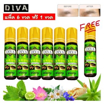 DIVA เซรั่มเข้มข้น ปลูกคิ้ว หนวด จอน ผม เครา ขนาด 10 มิล. แพ็ค 6 ขวด แถมฟรี 1 ขวด DIVA เซรั่มเข้มข้น ปลูกคิ้ว หนวด จอน ผม เครา ขนาด 10 มิล. แพ็ค 6 ขวด แถมฟรี 1 ขวด
