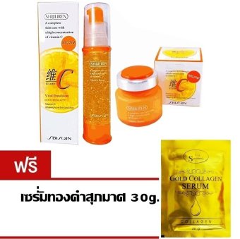 SHIJILIREN Set Vitamin C Cream ซึจิลิเรน ครีมวิตามินซีสด + Serum เซรั่มวิตามินซีสด ผสมผงทองคำแท้ ฟรี เซรั่มทองคำสุภมาศ SHIJILIREN Set Vitamin C Cream ซึจิลิเรน ครีมวิตามินซีสด + Serum เซรั่มวิตามินซีสด ผสมผงทองคำแท้ ฟรี เซรั่มทองคำสุภมาศ