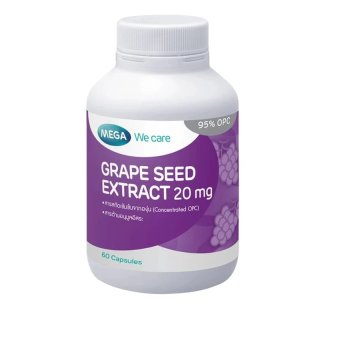 Mega We Care Grape Seed 20mg 60เม็ด(1ขวด)เมก้า วี แคร์ สารสกัดเมล็ดองุ่น20มก. Mega We Care Grape Seed 20mg 60เม็ด(1ขวด)เมก้า วี แคร์ สารสกัดเมล็ดองุ่น20มก.