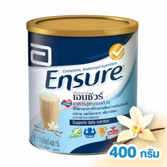 Ensure เอนชัวร์อาหารสูตรครบถ้วน กลิ่นวานิลลา ขนาด 400g Ensure Complete and balanced nutrition Vanilla 400 g Ensure เอนชัวร์อาหารสูตรครบถ้วน กลิ่นวานิลลา ขนาด 400g Ensure Complete and balanced nutrition Vanilla 400 g