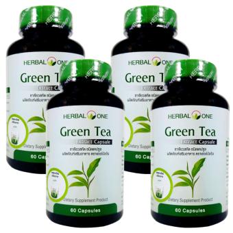 ชาเขียวสกัด อ้วยอัน Green Tea Extract Herbal One 60 Cap. X 4 Bottle ชาเขียวสกัด อ้วยอัน Green Tea Extract Herbal One 60 Cap. X 4 Bottle
