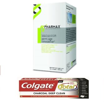 Pharmax Aenti.age Timedefier (100 แคปซูล) + Colgate Charcoal deep clean 150g (1 หลอด) Pharmax Aenti.age Timedefier (100 แคปซูล) + Colgate Charcoal deep clean 150g (1 หลอด)