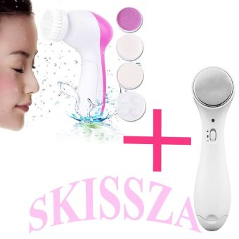 Facial Massager เครื่องนวดหน้าระบบไอออนนิค ขนาดพกพา พร้อมถ่าน (สีขาว) + เครื่องนวดหน้า ทำความสะอาดหน้า 5 in 1 Beauty care Clean Face Beauty Massager (Pink) Facial Massager เครื่องนวดหน้าระบบไอออนนิค ขนาดพกพา พร้อมถ่าน (สีขาว) + เครื่องนวดหน้า ทำความสะอาดหน้า 5 in 1 Beauty care Clean Face Beauty Massager (Pink)