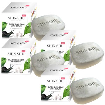 SHIN-SHU BLACK SNAIL SOAP WITH SERUM สบู่เมือกหอยทากดำผสมซีรั่ม นำเข้าจากเกาหลี ขนาด 75g. (4 กล่อง) SHIN-SHU BLACK SNAIL SOAP WITH SERUM สบู่เมือกหอยทากดำผสมซีรั่ม นำเข้าจากเกาหลี ขนาด 75g. (4 กล่อง)