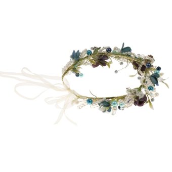 Phenovo มงกุฎดอกไม้มุกคาดลายสกรีนงานหาด Garland สีน้ำเงิน Phenovo มงกุฎดอกไม้มุกคาดลายสกรีนงานหาด Garland สีน้ำเงิน