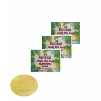 Pervious Marsh Mint Soap สบู่สาระแหน่ รักษาสิว สิวผด สิวอักอักเสบ 60 กรัม (3 ก้อน) Pervious Marsh Mint Soap สบู่สาระแหน่ รักษาสิว สิวผด สิวอักอักเสบ 60 กรัม (3 ก้อน)