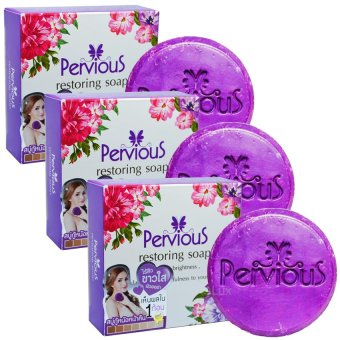 Pervious Restoring Soap สบู่กู้หนังหน้า เพอร์เวียส ไร้สิว ผิวออร่า เปลี่ยนผิวใหม่ในก้อนเดียว 100 กรัม (3 ก้อน) Pervious Restoring Soap สบู่กู้หนังหน้า เพอร์เวียส ไร้สิว ผิวออร่า เปลี่ยนผิวใหม่ในก้อนเดียว 100 กรัม (3 ก้อน)