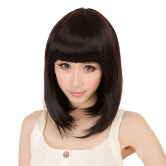 Vanker ผู้หญิงแฟชั่นผู้หญิงสีดำพุ่งชนเต็ม BOBO วิกผมคอสเพลย์งานสั้น Vanker ผู้หญิงแฟชั่นผู้หญิงสีดำพุ่งชนเต็ม BOBO วิกผมคอสเพลย์งานสั้น
