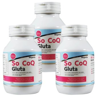 Megenta So CoQ Gluta โซ โคคิว กลูต้าหิมะ ผิวขาว ออร่า สูตรใหม่ (ขนาด 30 เม็ด x 3 กล่อง) Megenta So CoQ Gluta โซ โคคิว กลูต้าหิมะ ผิวขาว ออร่า สูตรใหม่ (ขนาด 30 เม็ด x 3 กล่อง)