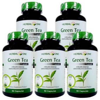 ชาเขียวสกัด อ้วยอัน Green Tea Extract Herbal One 60 Cap. X 5 Bottle ชาเขียวสกัด อ้วยอัน Green Tea Extract Herbal One 60 Cap. X 5 Bottle