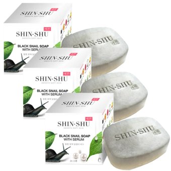 SHIN-SHU BLACK SNAIL SOAP WITH SERUM สบู่เมือกหอยทากดำผสมซีรั่ม นำเข้าจากเกาหลี ขนาด 30g. (3 กล่อง) SHIN-SHU BLACK SNAIL SOAP WITH SERUM สบู่เมือกหอยทากดำผสมซีรั่ม นำเข้าจากเกาหลี ขนาด 30g. (3 กล่อง)