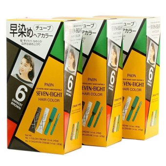 Paon Hair Color เปลี่ยนสีผม พาออน เซเว่น เอท Color 6 สีน้ำตาลเข้ม (แพ็ค3กล่อง) Paon Hair Color เปลี่ยนสีผม พาออน เซเว่น เอท Color 6 สีน้ำตาลเข้ม (แพ็ค3กล่อง)