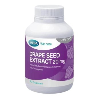 Mega We Care Grape Seed 20mg 60เม็ด(1ขวด)เมก้า วี แคร์ สารสกัดเมล็ดองุ่น20มก. Mega We Care Grape Seed 20mg 60เม็ด(1ขวด)เมก้า วี แคร์ สารสกัดเมล็ดองุ่น20มก.