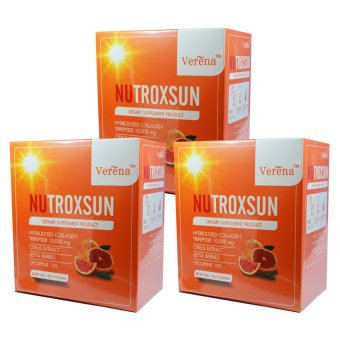 Verena Nutroxsun เวอรีน่า นูทรอกซ์ซัน คอลลาเจน ลดฝ้า ป้องกันแสงแดด หน้าอ่อนเยาว์ บรรจุ 10 ซอง (3 กล่อง) Verena Nutroxsun เวอรีน่า นูทรอกซ์ซัน คอลลาเจน ลดฝ้า ป้องกันแสงแดด หน้าอ่อนเยาว์ บรรจุ 10 ซอง (3 กล่อง)