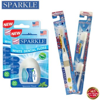 Sparkle Gift Set ชุดของขวัญสปาร์คเคิล (ไหมขัดฟัน Dental Floss 2 ชิ้น & แปรงสีฟัน Ionic พร้อมหัวแปรง รีฟิว) (สีขาว) Sparkle Gift Set ชุดของขวัญสปาร์คเคิล (ไหมขัดฟัน Dental Floss 2 ชิ้น & แปรงสีฟัน Ionic พร้อมหัวแปรง รีฟิว) (สีขาว)