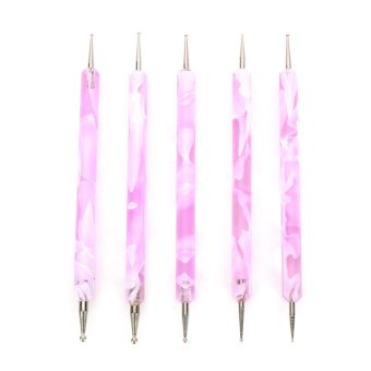 ปากกาตกแต่งเล็บสองหัว 5-in-1 - สีม่วง + เงิน ปากกาตกแต่งเล็บสองหัว 5-in-1 - สีม่วง + เงิน