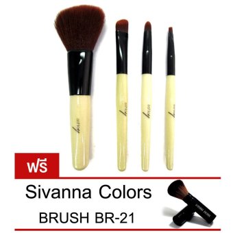 Ashley ชุดแปรงแต่งหน้า Bamboo Blush (4 ชิ้น) แถมฟรี Sivanna Colors Brush BR-21 Ashley ชุดแปรงแต่งหน้า Bamboo Blush (4 ชิ้น) แถมฟรี Sivanna Colors Brush BR-21