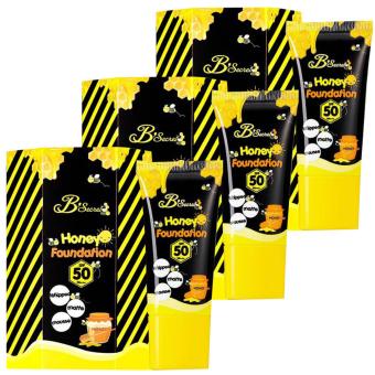 B'Secret Honey Foundation SPF 50 PA+++ บี ซีเคร็ท ฮันนี่ กันแดดผึ้งป่า เนื้อมูสบางเบา ปกปิดเรียบเนียน ละลายได้ ขนาด 20 กรัม( 3 หลอด) B'Secret Honey Foundation SPF 50 PA+++ บี ซีเคร็ท ฮันนี่ กันแดดผึ้งป่า เนื้อมูสบางเบา ปกปิดเรียบเนียน ละลายได้ ขนาด 20 กรัม( 3 หลอด)