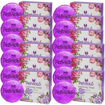 Pervious Restoring Soap เพอร์เวียส สบู่กู้หนังหน้าคืน ไร้สิว ขาวใส ผิวออร่า ขนาด 100 กรัม (12 ก้อน) Pervious Restoring Soap เพอร์เวียส สบู่กู้หนังหน้าคืน ไร้สิว ขาวใส ผิวออร่า ขนาด 100 กรัม (12 ก้อน)