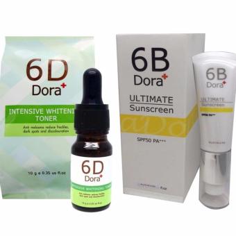 6D Dora+ โทนเนอร์สลาย ฝ้า กระ 10g. 1ชิ้น + กันแดด 6B Dora 30g. 1ชิ้น (SET) 6D Dora+ โทนเนอร์สลาย ฝ้า กระ 10g. 1ชิ้น + กันแดด 6B Dora 30g. 1ชิ้น (SET)