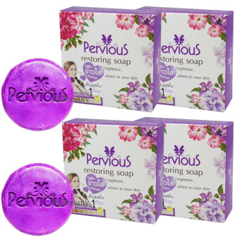 Pervious Restoring Soap เพอร์เวียส สบู่กู้หนังหน้าคืน ไร้สิว ขาวใส ผิวออร่า ขนาด 100 กรัม (4 ก้อน) Pervious Restoring Soap เพอร์เวียส สบู่กู้หนังหน้าคืน ไร้สิว ขาวใส ผิวออร่า ขนาด 100 กรัม (4 ก้อน)