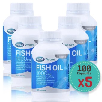 Mega We Care Fish Oil 1000 mg ( 100 เม็ด) x ( 5 ขวด) น้ำมันปลา 1000 มก Mega We Care Fish Oil 1000 mg ( 100 เม็ด) x ( 5 ขวด) น้ำมันปลา 1000 มก