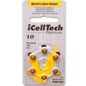 iCell Tech ถ่านเครื่องช่วยฟัง เบอร์ 10 จำนวน 10 แผง iCell Tech ถ่านเครื่องช่วยฟัง เบอร์ 10 จำนวน 10 แผง