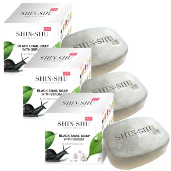 SHIN-SHU BLACK SNAIL SOAP WITH SERUM สบู่เมือกหอยทากดำผสมซีรั่ม นำเข้าจากเกาหลี ขนาด 30g. (3 กล่อง) SHIN-SHU BLACK SNAIL SOAP WITH SERUM สบู่เมือกหอยทากดำผสมซีรั่ม นำเข้าจากเกาหลี ขนาด 30g. (3 กล่อง)