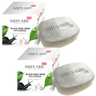 SHIN-SHU BLACK SNAIL SOAP WITH SERUM สบู่เมือกหอยทากดำผสมซีรั่ม นำเข้าจากเกาหลี ขนาด 30g. (2 กล่อง) SHIN-SHU BLACK SNAIL SOAP WITH SERUM สบู่เมือกหอยทากดำผสมซีรั่ม นำเข้าจากเกาหลี ขนาด 30g. (2 กล่อง)