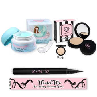ครีมบำรุงผิวหน้า Flawless Me Aqua Splash Aloe Vera Moisturizing Gel + แป้งพัฟผสมรองพื้น Flawless Me Perfect Cover Foundation Powder SPF30 PA+++ (Vanilla) + Flawles Me Stay All Day Waterproof Eyeliner ครีมบำรุงผิวหน้า Flawless Me Aqua Splash Aloe Vera Moisturizing Gel + แป้งพัฟผสมรองพื้น Flawless Me Perfect Cover Foundation Powder SPF30 PA+++ (Vanilla) + Flawles Me Stay All Day Waterproof Eyeliner