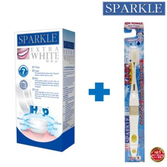 Sparkle ยาสีฟันสปาร์คเคิล Extra White Hap 60 กรัม + แปรงสีฟัน Ionic Toothbrush (สีขาว) Sparkle ยาสีฟันสปาร์คเคิล Extra White Hap 60 กรัม + แปรงสีฟัน Ionic Toothbrush (สีขาว)